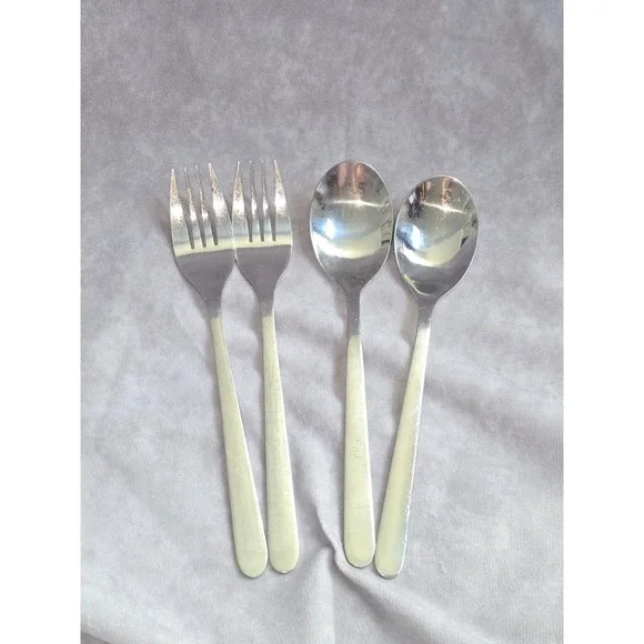 Lot Of 4 Dinner Forks& Spoons FORNUFT from IKEA Modern Design Stainless Flatware
