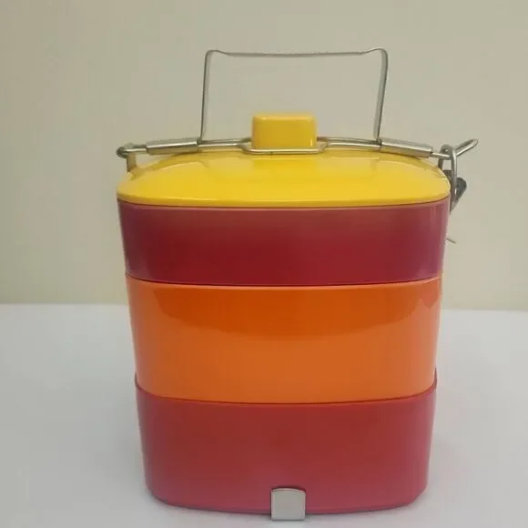 Vintage Gold Fish Brand Mid-Century Modern Melamine Stacking Lunchbox, NEW, NEVE