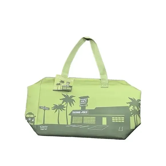 Trader Joe's Reusable Large Insulated Cooler Tote Bag Olive Avocado Green NEW