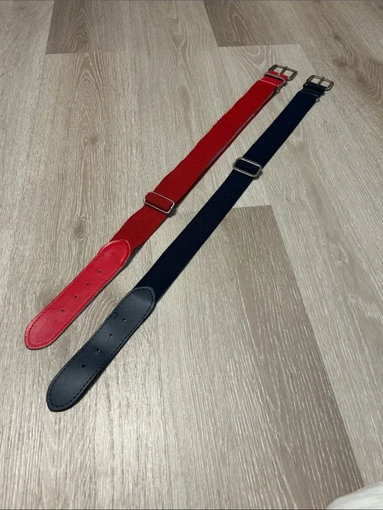 Academy Adjustable Red and Navy Webbing Baseball Belts - Set of 2