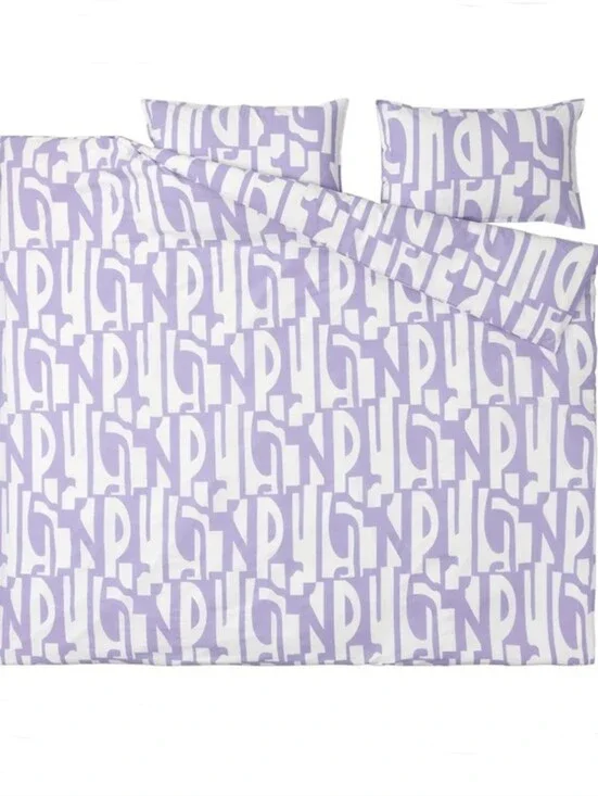 (Retired) IKEA BERGHEMLOCK Lavender and White Geometric Duvet Cover Set
