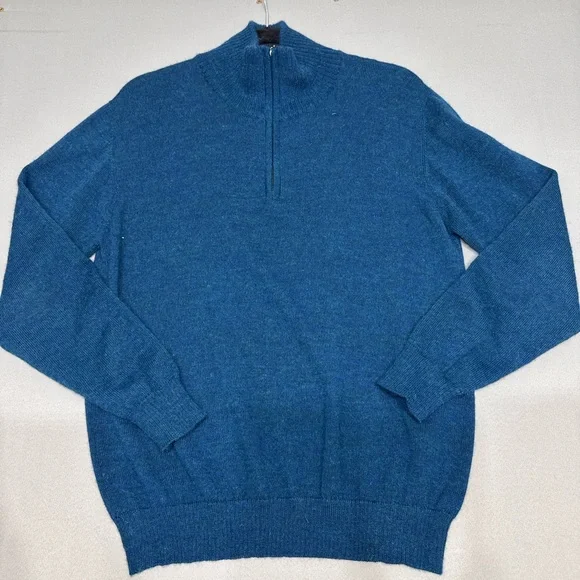 Golden Alpaca 100% Baby Alpaca Sweater Men’s Blue 1/4 Zip Made in Peru Size Smal
