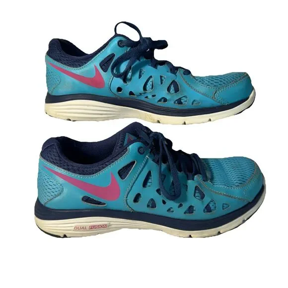 Nike Dual Fusion Run 2 Shoes Womens Size 8 Turquoise Athletic‎ Running Sneakers