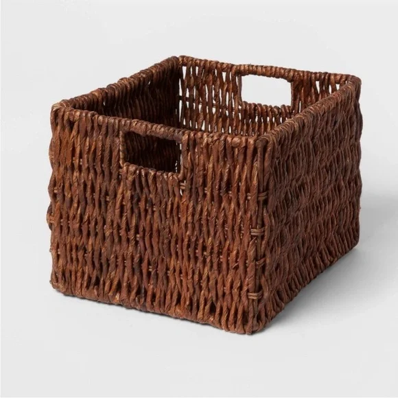 3-Large Woven Banana Bark Crate Brightroom Brown Rectangle Decorative‎ Baskets