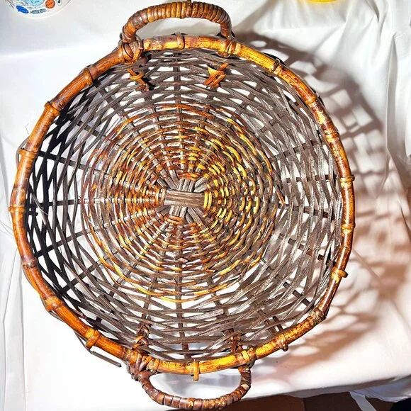 Large Floor Wicker Basket With Handles-!8
