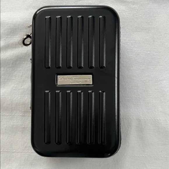 Salvatore Ferragamo Glossy Black Ridged Hard Case