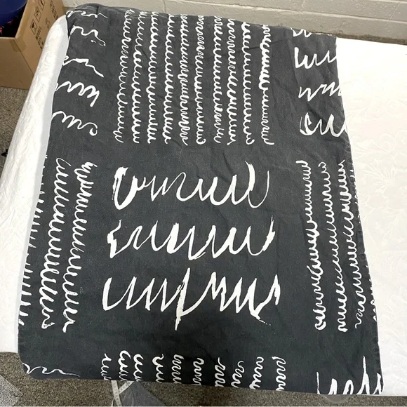 IKEA Pillowcase Black with White Doodle Squiggle Writing Design Scribble