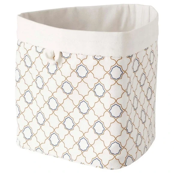 IKEA NEW SMORBULT Bread Basket White Brown Geometric 9x10