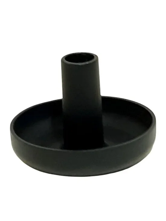 IKEA Black Iron Candle Holder Round Base with Center Stem for Taper Candles