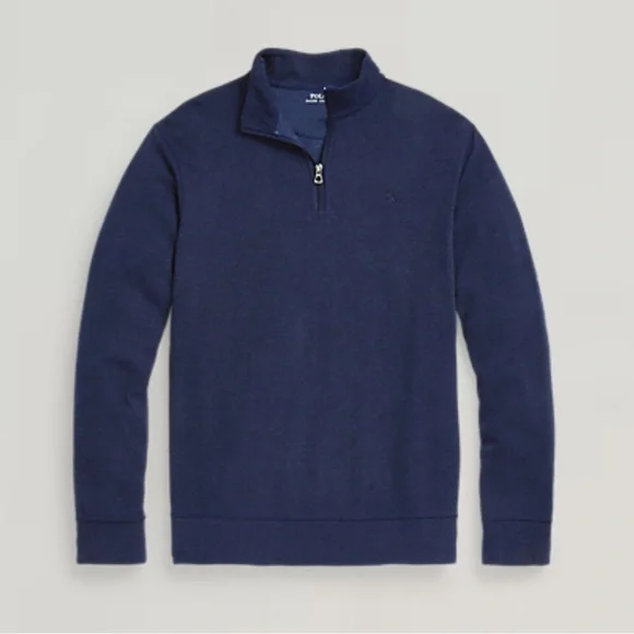 Polo Ralph‎ Lauren Men’s Quarter-Zip Pullover Navy Herringbone Medium