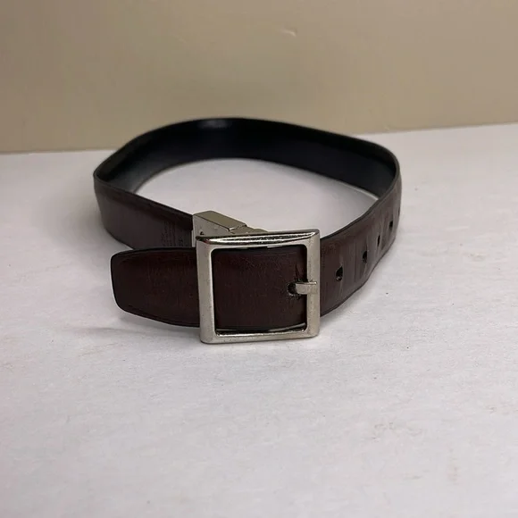 CHAPS Belt Brown Vegan Leather silver Buckle Boy’s XS 19-24