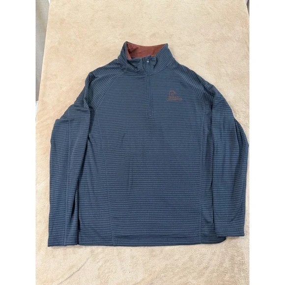 Ducks Unlimited Waffle Thermal 1/4 Pullover Sweater Men's M Blue Stretch EUC