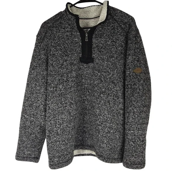 Orvis Classic Collection Men L Gray Sherpa Lined Quarter‎ Zip Pullover Sweater