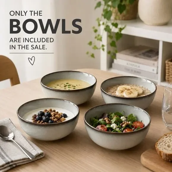 Set of 4 IKEA Gladelig Bowls Salad Cereal MCM Speckled Brown Trim