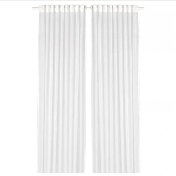 New IKEA white Sheer Curtains 2pc size 145cm 57” inches by 98” inches