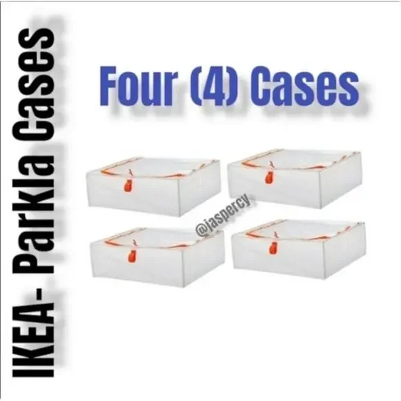 IKEA PÄRKLA Set of Four (4) Roomy Sturdy Storage Reusable Case Tote Travel Cube