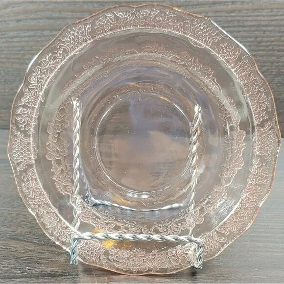 Vintage Federal Depression Glass Pink Abstract Round Shaped Underplate For Bowl