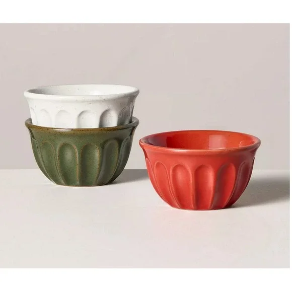 Hearth & Hand Magnolia Mini Bowl Set 3 Christmas‎ Nut Ice Cream Condiments Dips