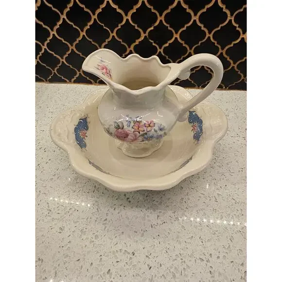Ironstone Staffordshire Bowl and Pitcher