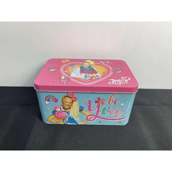 JoJo Siwa Tin Box Storage Container Pink‎ Blue Be You Shine Your Light