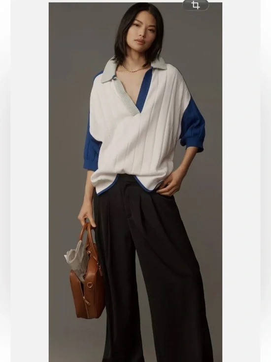 Anthropologie Maeve Colorblock Collared Sweater NWT Size M