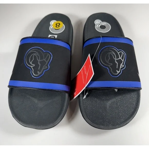 NIKE Offcourt LA Rams NFL Slides Sandals Blue Black Women's 9.5 *NEW* DD0556-001