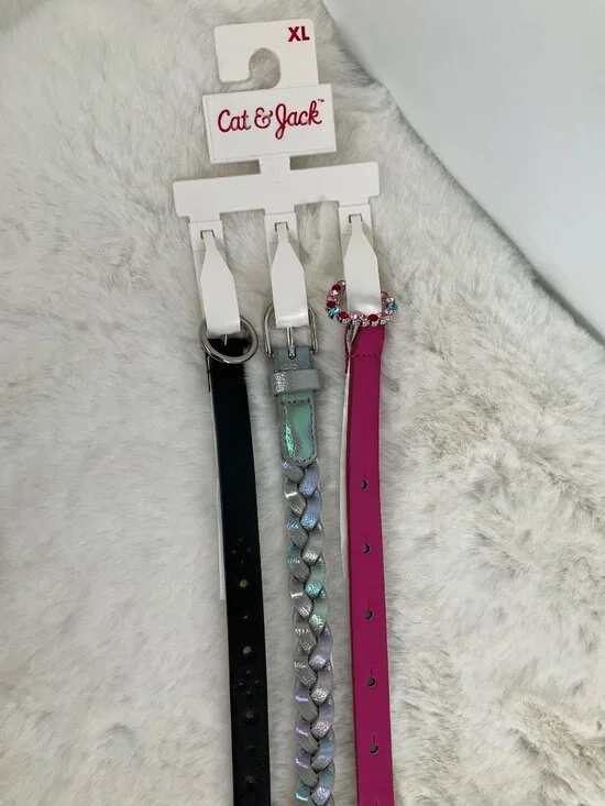 Cat & Jack size XL X-Large 3-piece Adjustable belt set, girl's Rainbow, pink