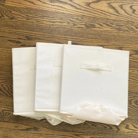 White Fabric Storage Bins
