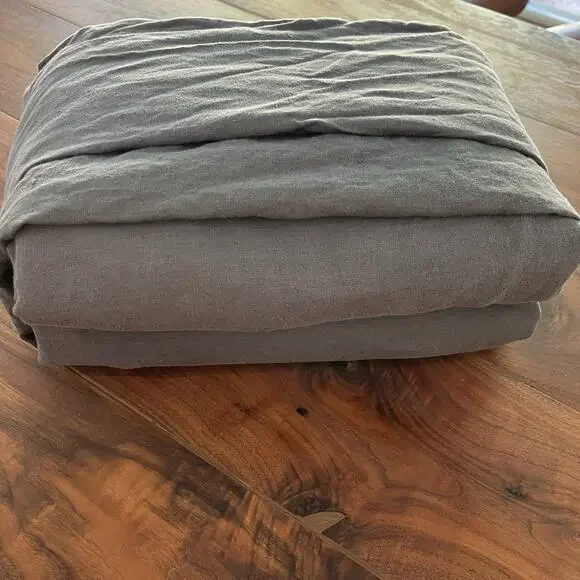 Ikea Dytåg 100% Linen King Duvet Cover & Pillowcases Dk Gray