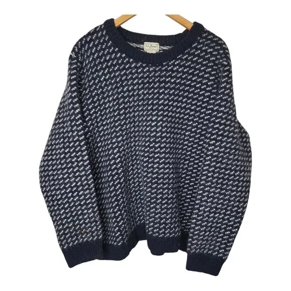 Vintage LL Bean Birdseye Sweater Mens XXL Norwegian Wool (Fits L-XL) Read
