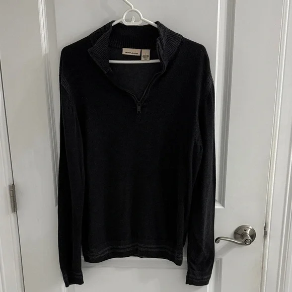 DKNY Men's Black Zip-Up Sweater