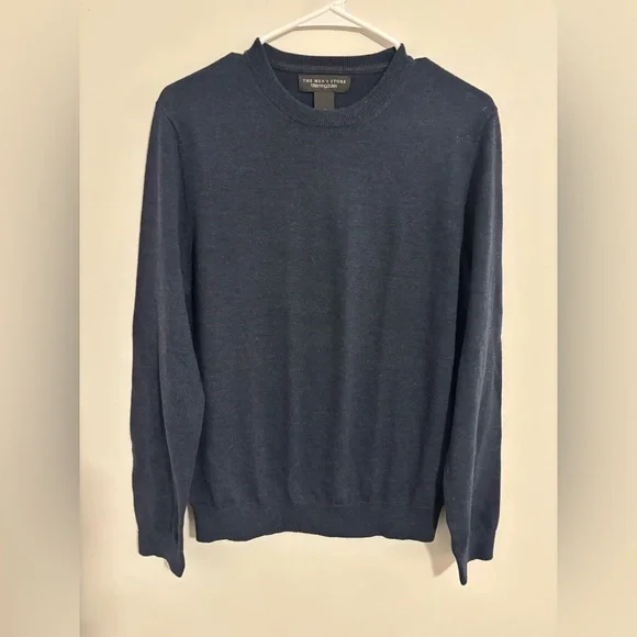 Bloomingdale's Men's Charcoal Crewneck Sweater 100% Merino Wool Size Small