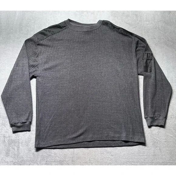 Studio by Chesterfield Long Sleeve Shirt Men’s L Gray Ribbed Shoulder Patch