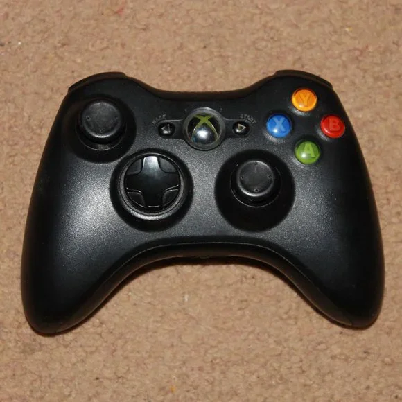 Xbox 360 Black Wireless Controller Non Working for Parts or Repair