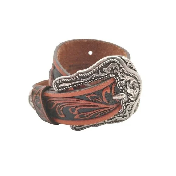Tony Lama Kids Youth brown tooled Westerly Ride Belts C60214 size 26