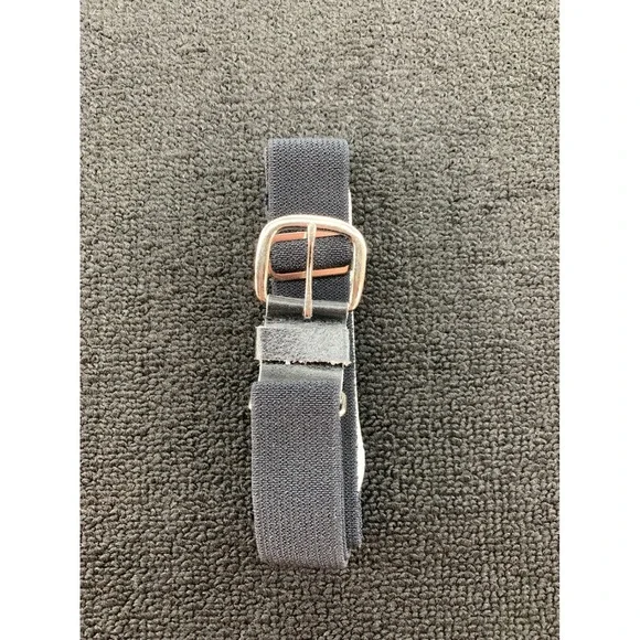 Kids Elastic Belt Adjustable Silver‎ Buckle Black Fabric