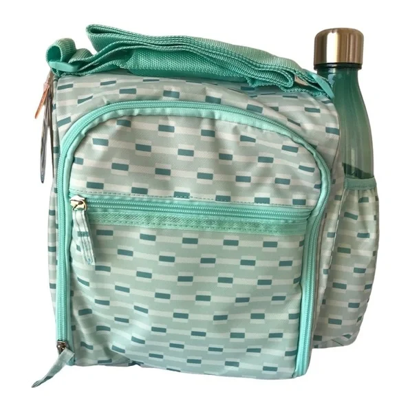 insulated lunch tote for‎ hot & cold food storage in turquoise 7 piece