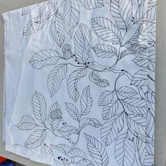 IKEA Fabric 60x120 White Black Maria Astrom 2004 Botanical Leaf Canvas 3.3Yd