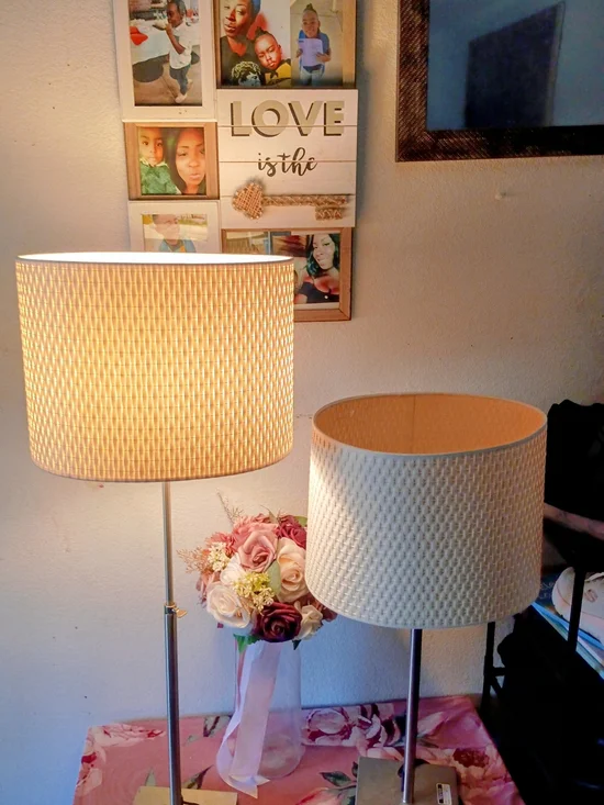VTG IKEA Aläng Height-Adjustable Lamps Woven Shade Set of 2