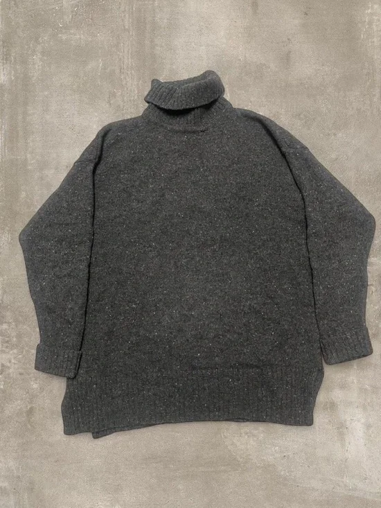 Express Tricot 100% Wool Turtleneck Sweater Women’s Oversized Dark Gray
