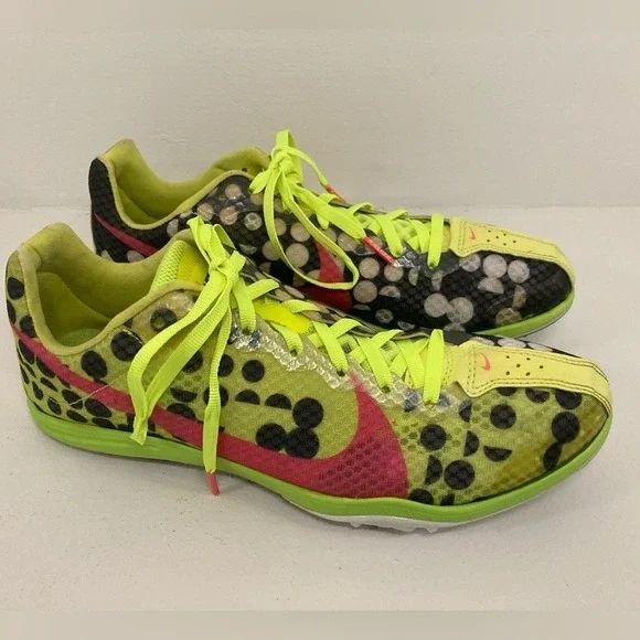 Nike Zoom Neon Highlighter Yellow Track Shoes w/Black and‎ Pink Accents