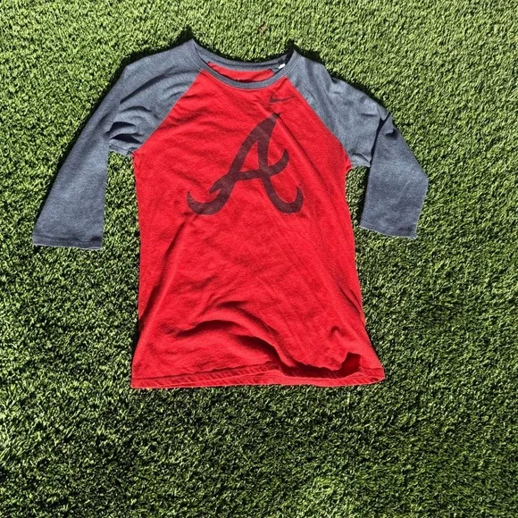 Nike Atlanta Braves tri-blend raglan 3/4-sleeve T-shirt‎