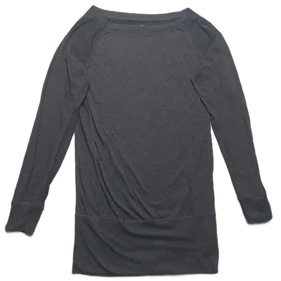 Nike Dri-FIT Shirt Womens S Long Sleeve Boat Neck Black Loose Fit Logo Tunic Top