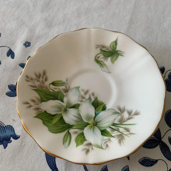 Vintage Floral Saucer with Gold Trim