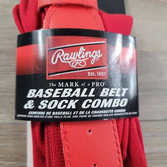 Rawlings Youth Baseball Belt and Sock Combo Red Small Fits Shoe 3Y-5Y BLTSOCKS