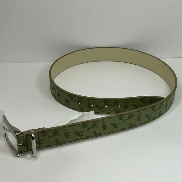 Wonder‎ Nation Boys Dinosaur Print Belt Olive Green Silver Buckle Size Medium