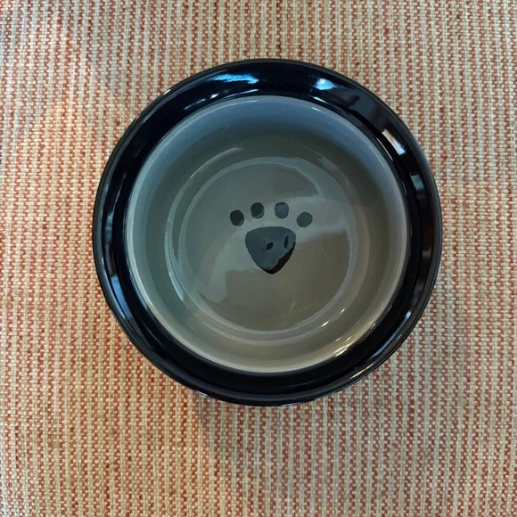 Black and Green/Gray Pet Bowl with Paw Print