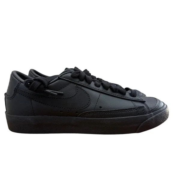 Nike Blazer Low‎ Platform All Black Leather Sneakers DC4769 002 Women's US 5.5