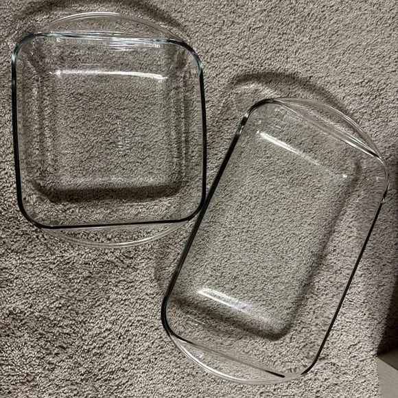 2 VINTAGE ANCHOR HOCKING Baking Dishes 2 QT And 3 QT, Clear Glass Stunning Match