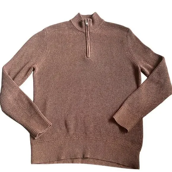 Gap Men's Size L Brown Quarter Zip Sweater 100% cotton